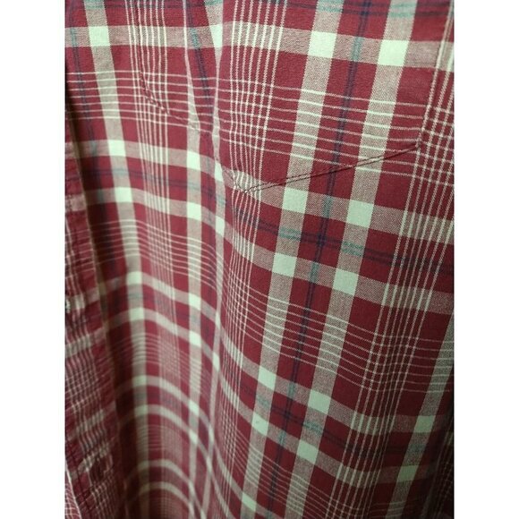 DOCKERS Men Red Blue Creme Plaid collared Long Sleeve Button dress Shirt Size L - Picture 6 of 13